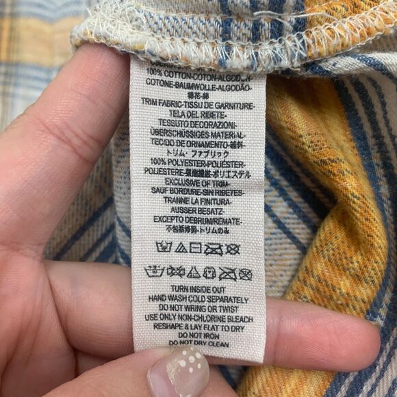 Free People Little Bit of Sugar Shirt Womens S Plaid Flannel Sequin Mesh Panel - Picture 10 of 15